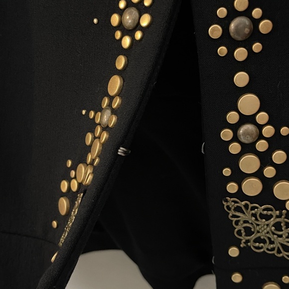 Dana Buchman Tailored Black Wool Blazer with Brass Metal Pattern Elegant - Picture 5 of 11